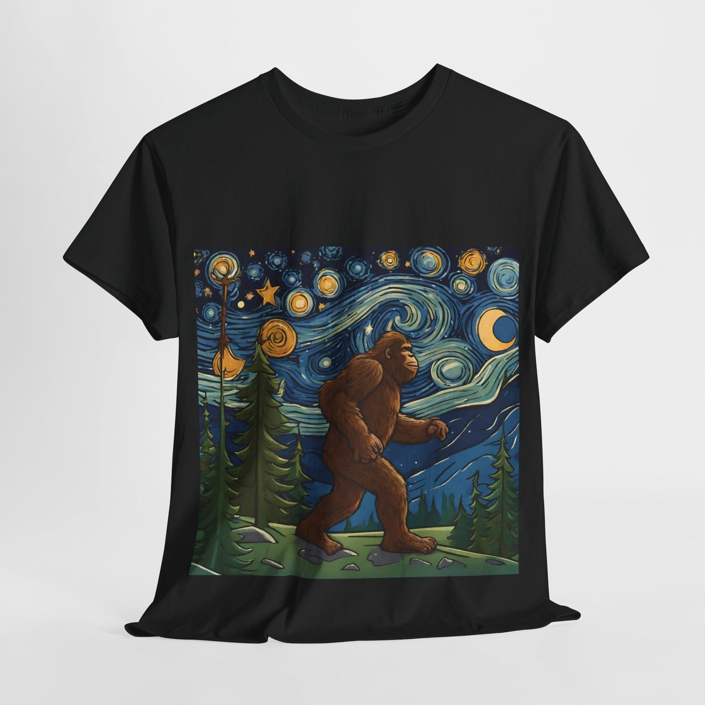 Bigfoot Strolls Through Van Gogh's Starry Night - Flashlander Gym Shirt