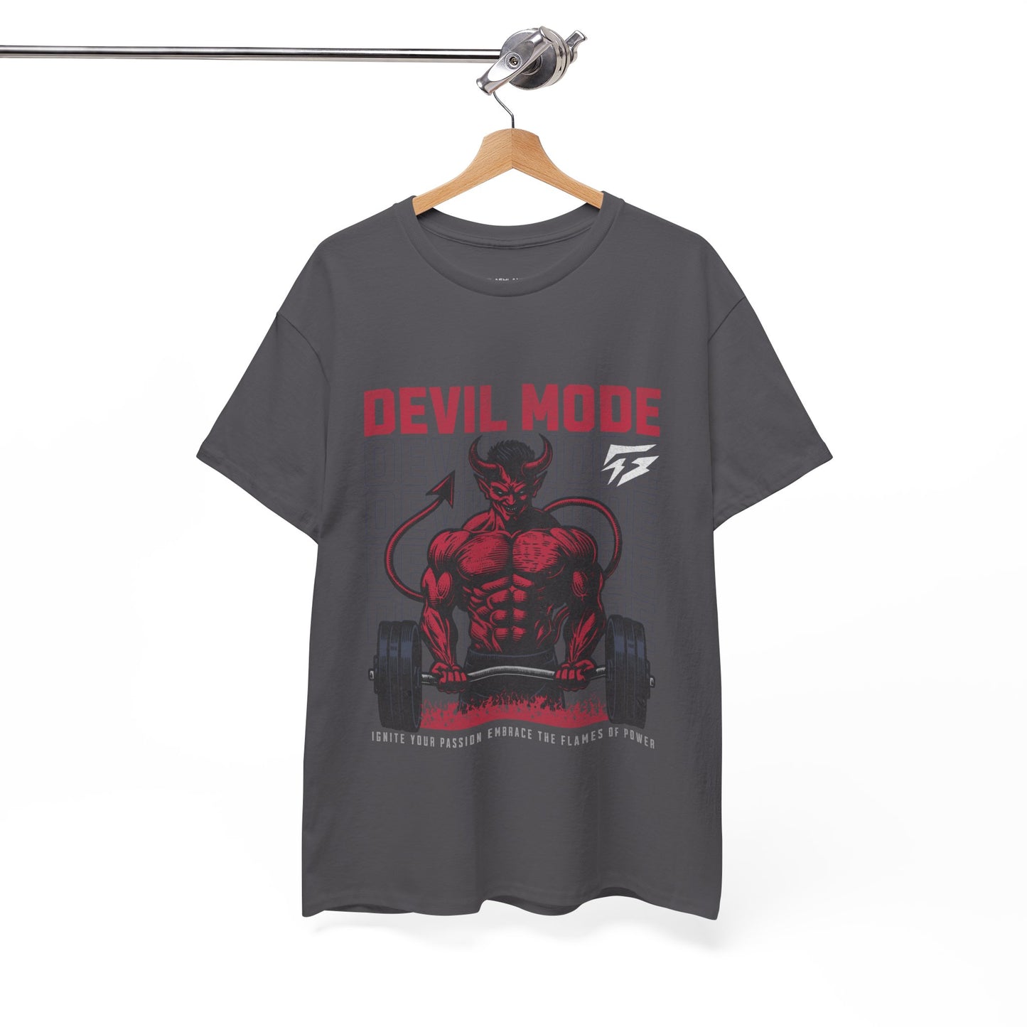 Devil Mode Gym Shirt Flashlander Cotton Unisex Charcoal Black Performance Graphic Tee