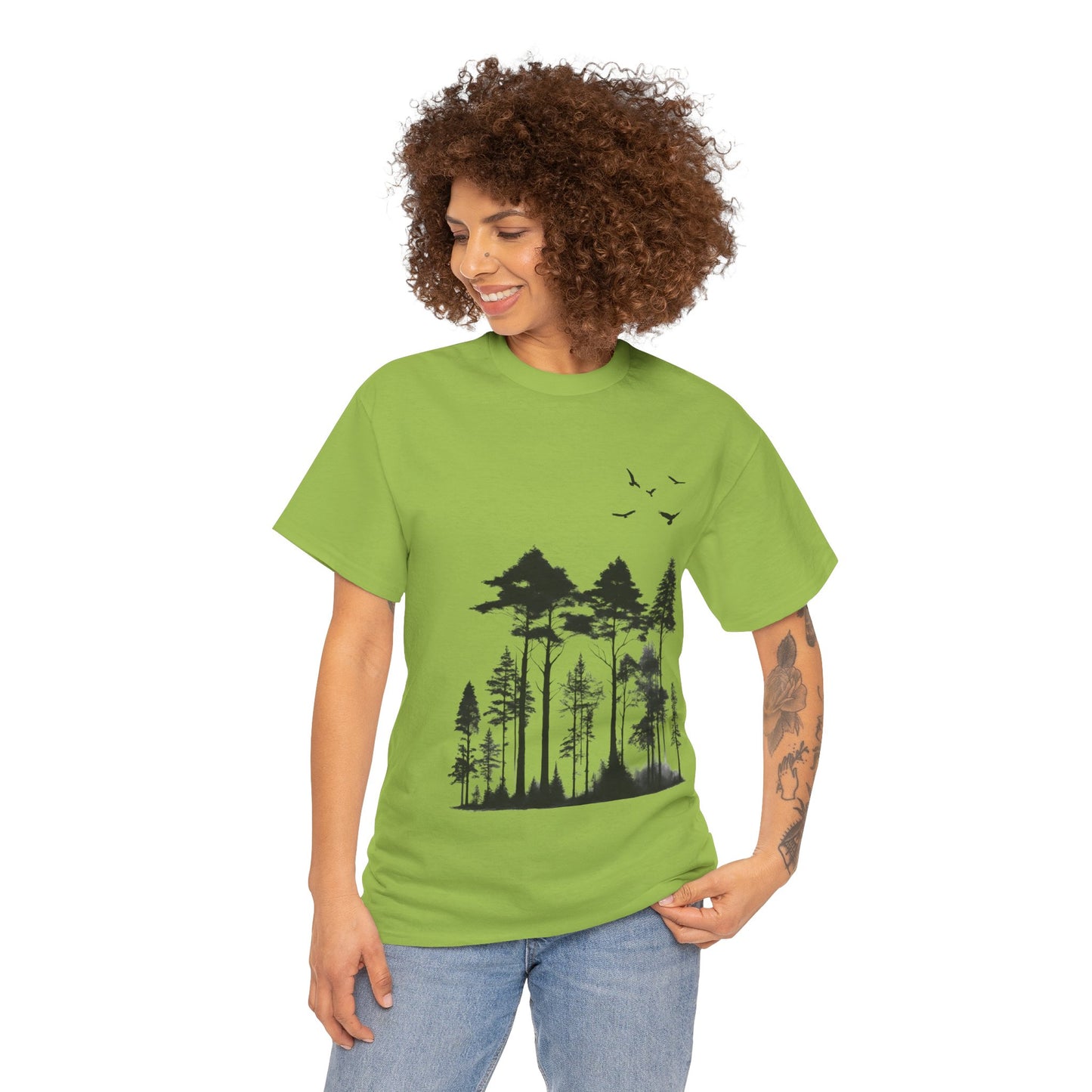 Camisa del bosque de pinos Camiseta unisex de algodón pesado Flashlander