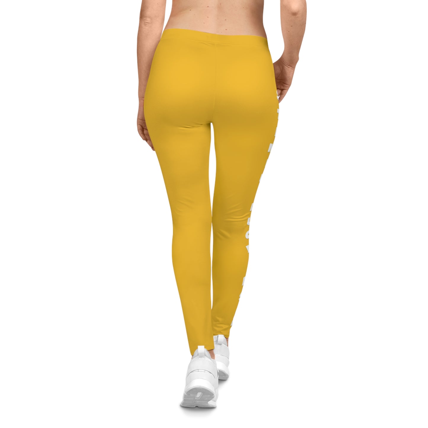 Flashlander Sportswear Evolution Women's Casual Leggings Yellow (AOP) Featuring Custom Motivational Quote