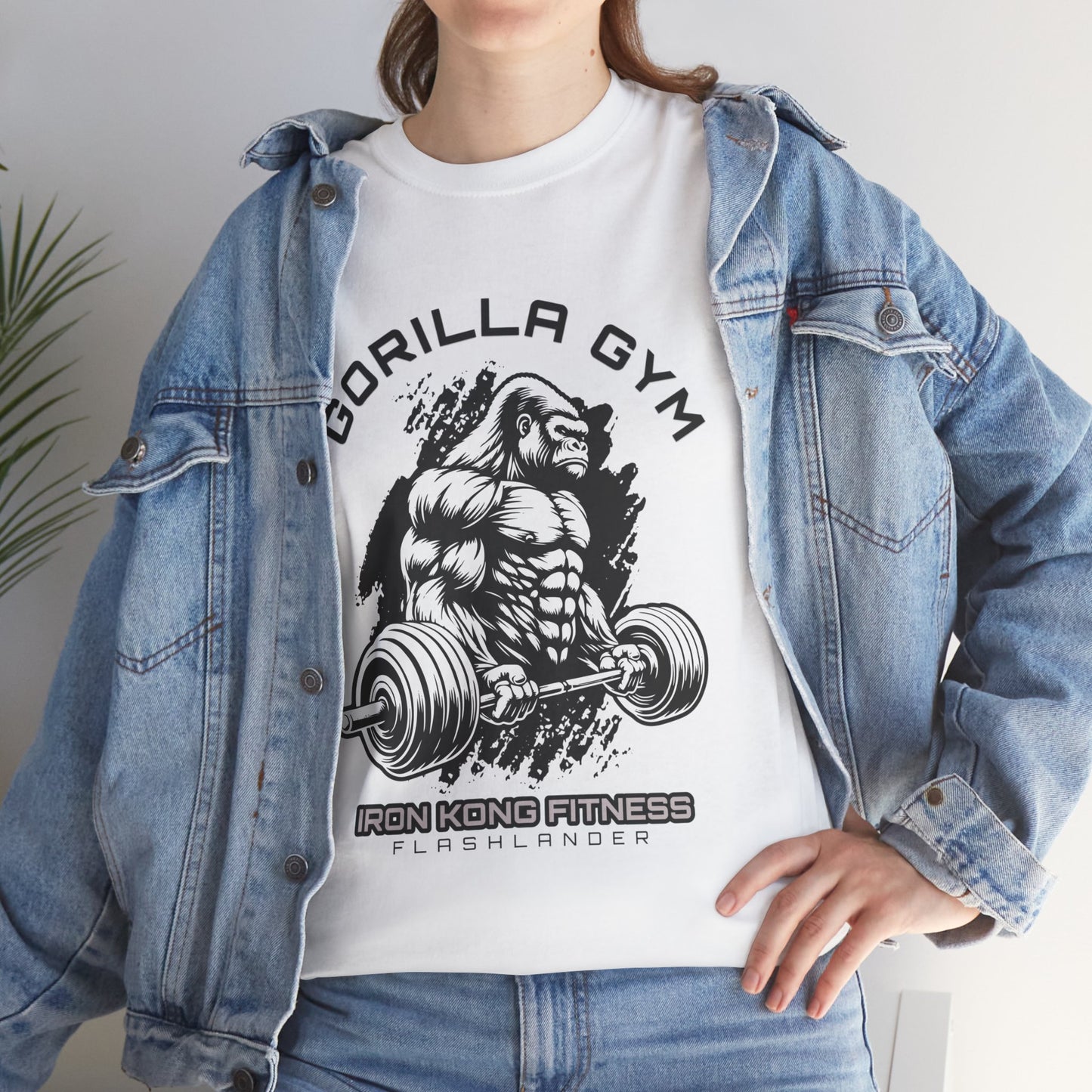 T-shirt de sport Gorilla Flashlander en coton unisexe, noir anthracite, graphique de performance