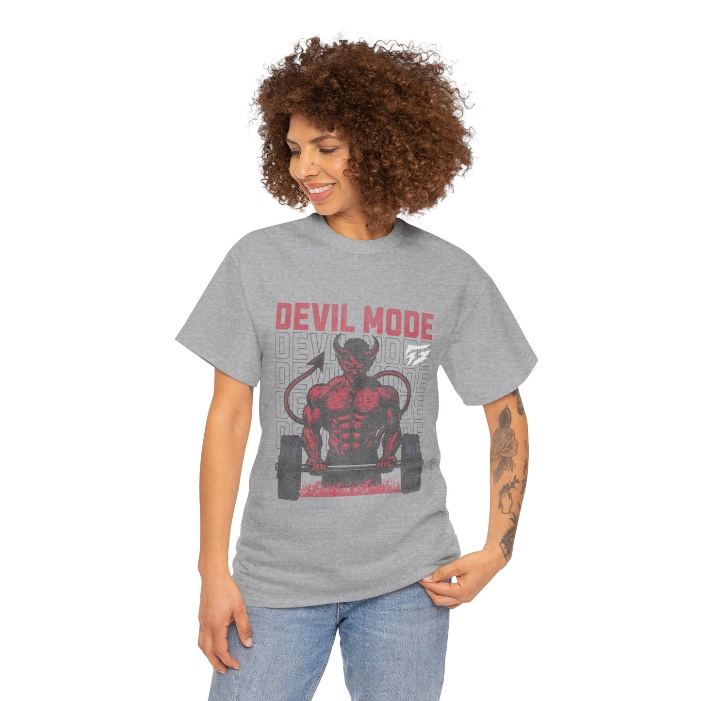 Devil Mode Gym Shirt Flashlander Cotton Unisex Charcoal Black Performance Graphic Tee