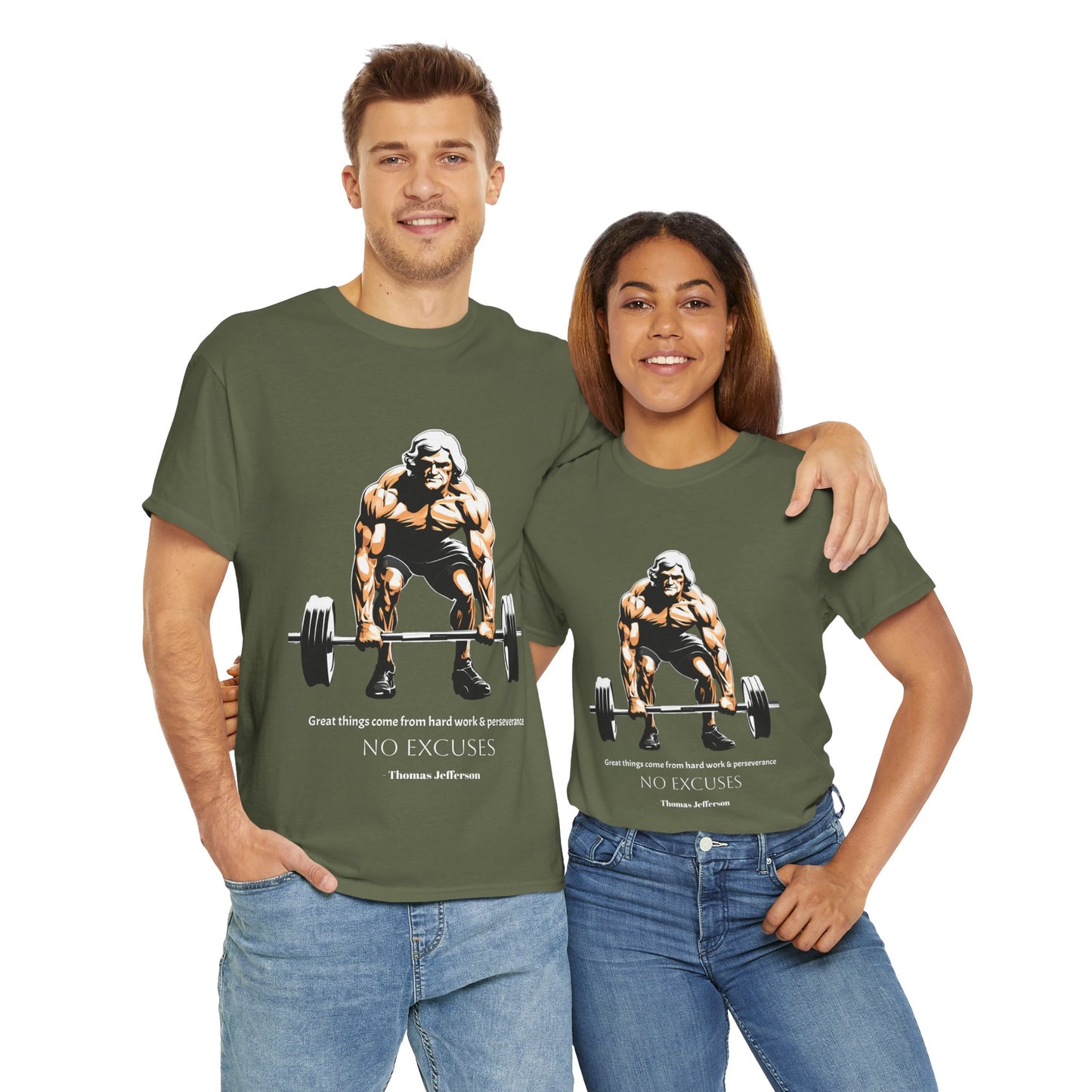 Thomas Jefferson Bodybuilder Shirt - Flashlander Great Things Come From Hard Work And Perseverance, No excuses Graphic Tee