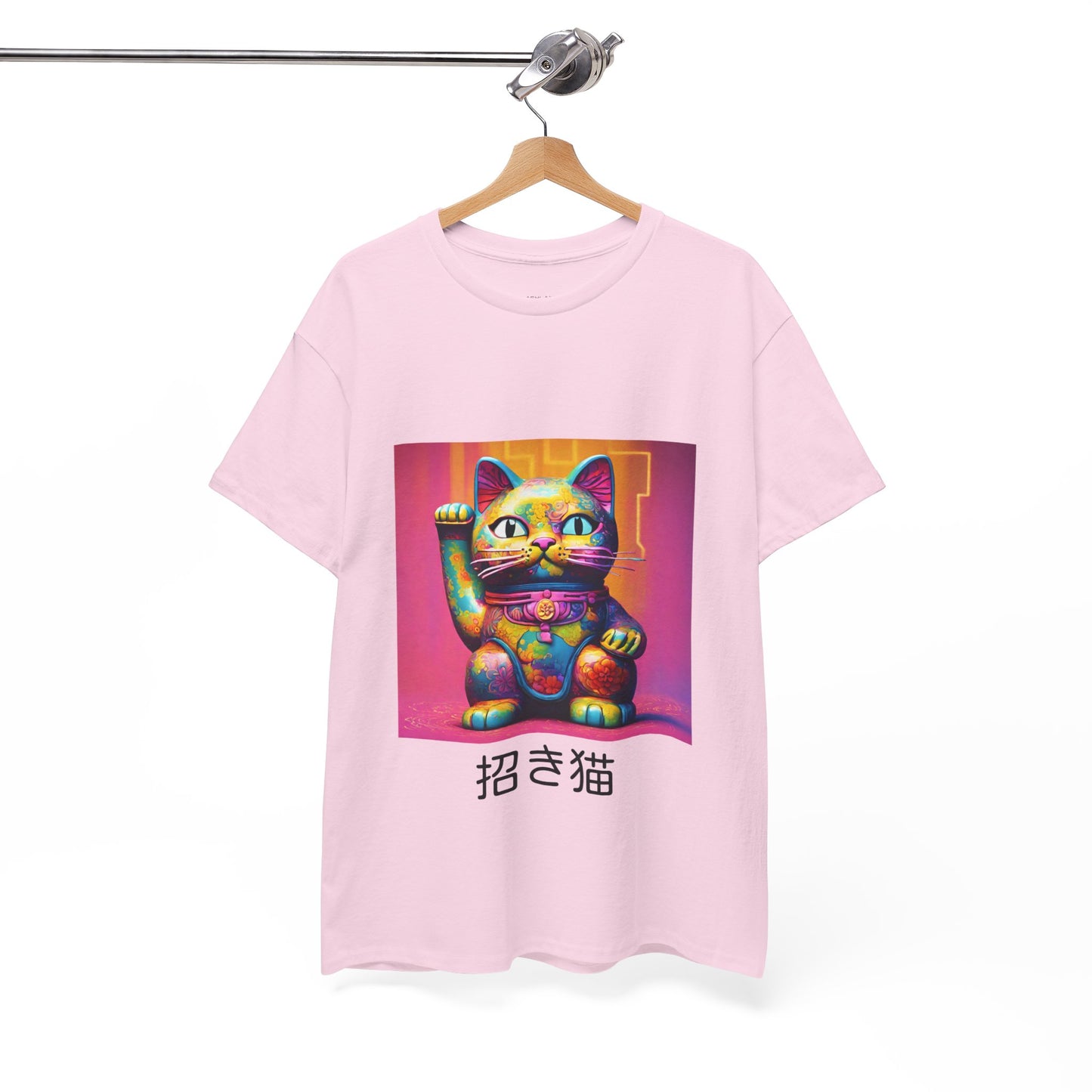 Camiseta de gimnasia Flashlander con el gato de la suerte japonés Manekineko y nombre japonés personalizado