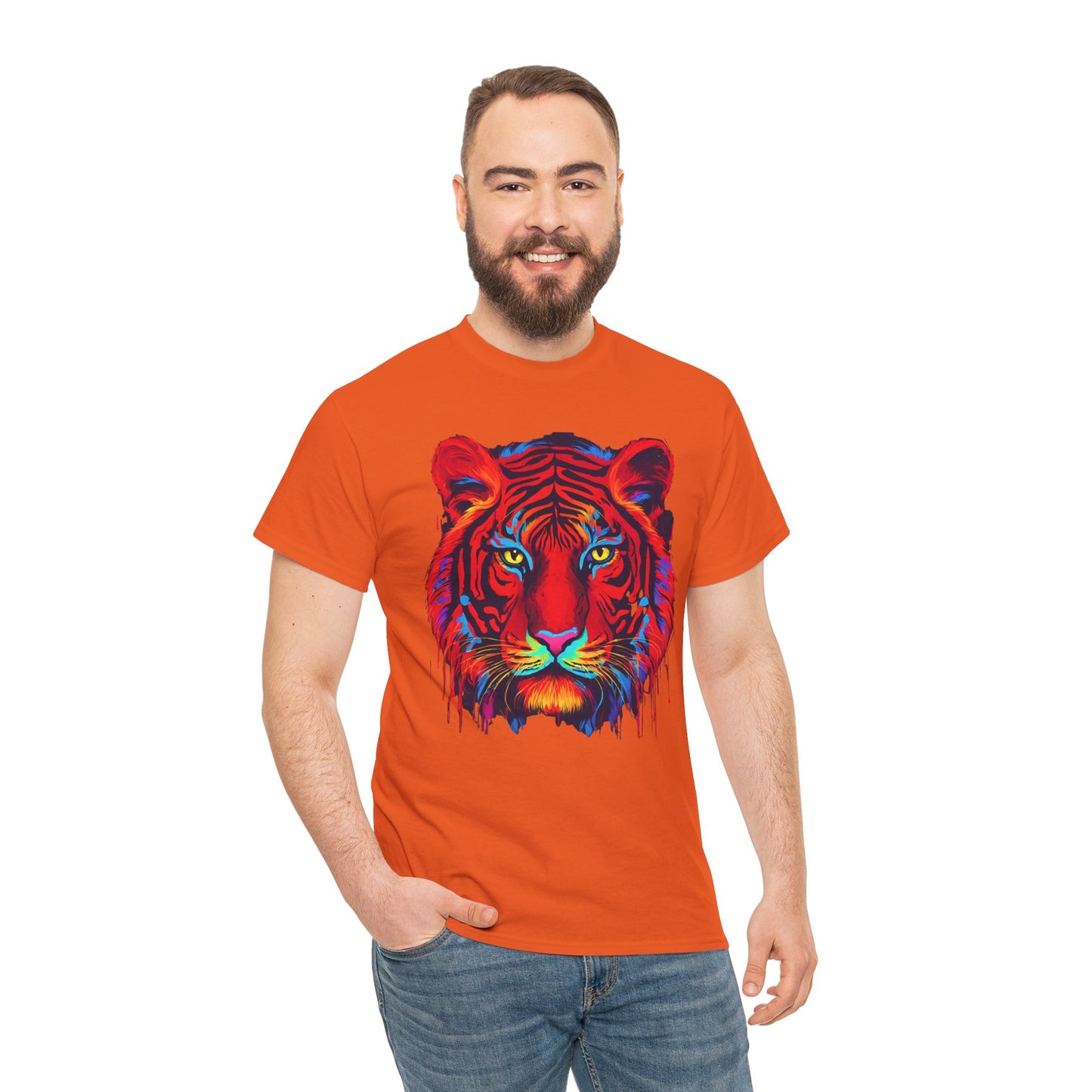 Majestuosa camiseta de Flashlander con diseño pop art de tigre rojo