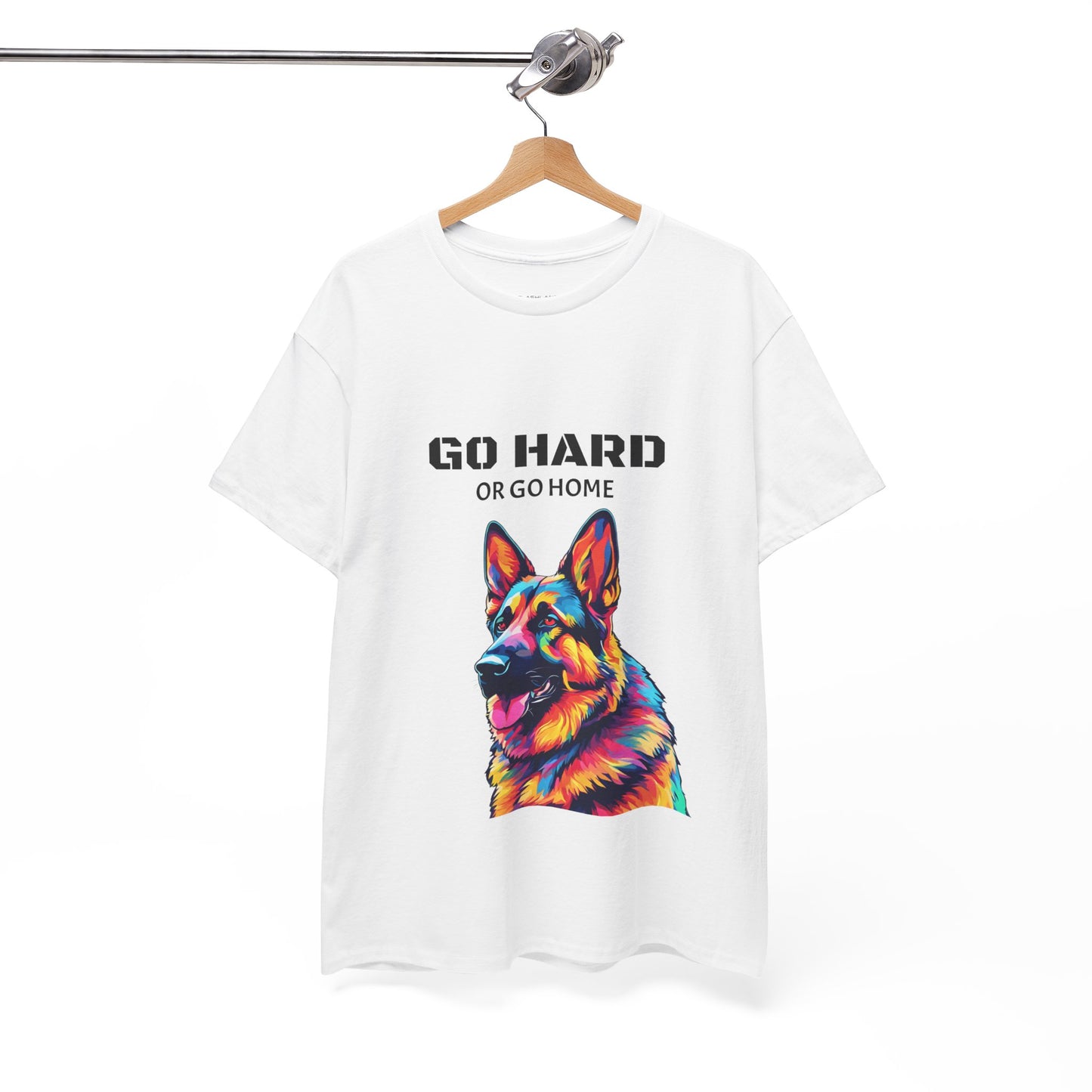 Camiseta de gimnasia Flashlander con diseño de perro pastor alemán Pop Art: "Ve a por todas o vete a casa"