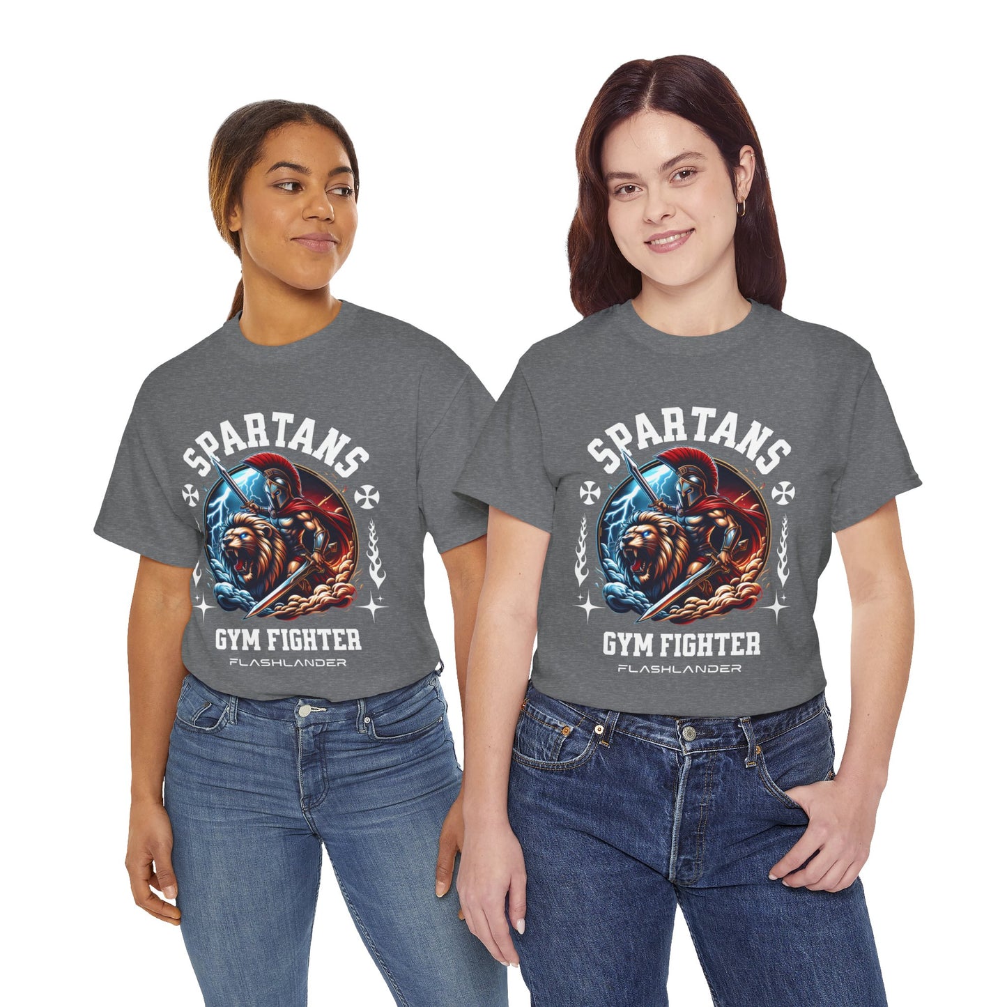 Spartans Gym Fighter Shirt Flashlander Performance T-Shirt Cotton Unisex Charcoal Black Graphic Tee