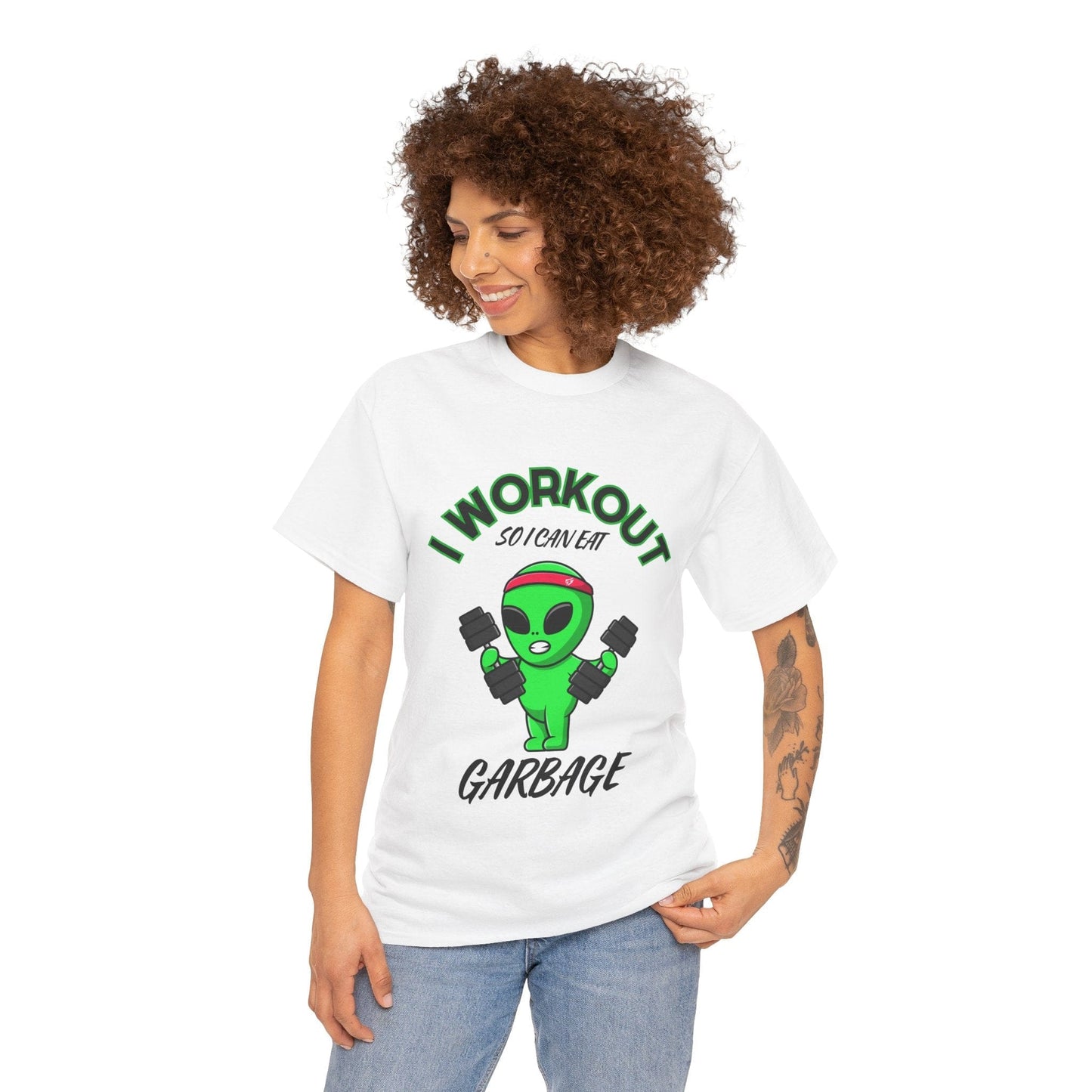 Alien I Workout So I Can Eat Garbage Graphic Tee Flashlander