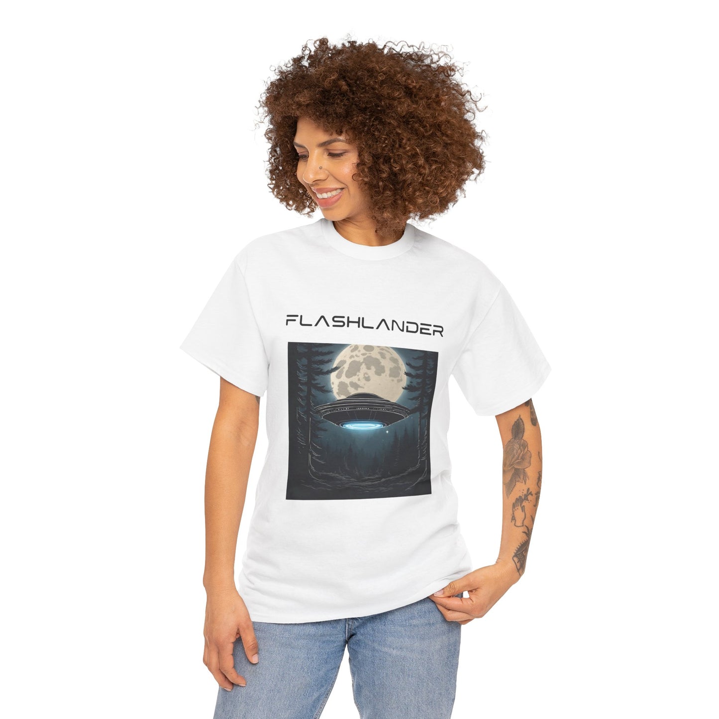 UFO Soaring Low in the Forest Tee Flashlander Gym Shirt