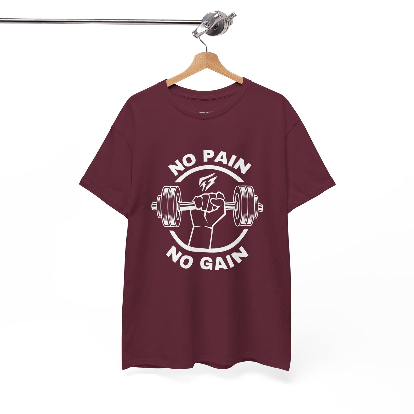 T-shirt de sport Lifting Flashlander avec citation « No Pain No Gain »