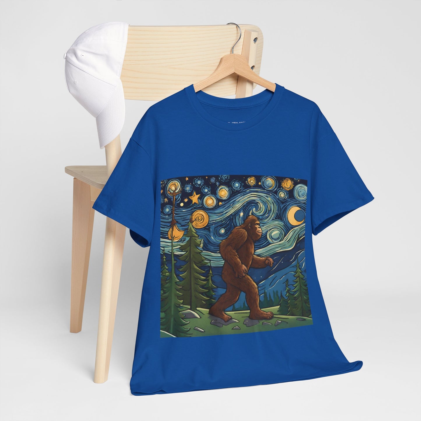 Bigfoot Strolls Through Van Gogh's Starry Night - Flashlander Gym Shirt