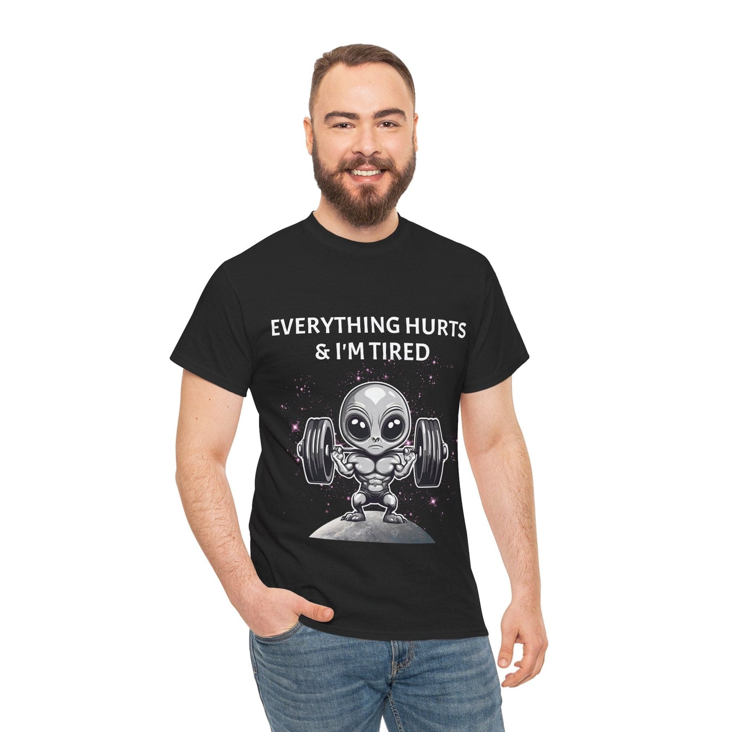 Camiseta de culturista alienígena - Flashlander Camiseta de gimnasio con todo me duele y estoy cansado