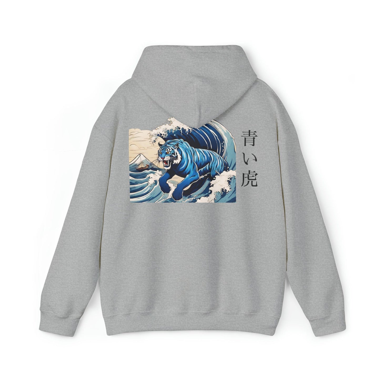 Flashlander Blue Tiger Streetwear Sudadera con capucha Kanji japonesa