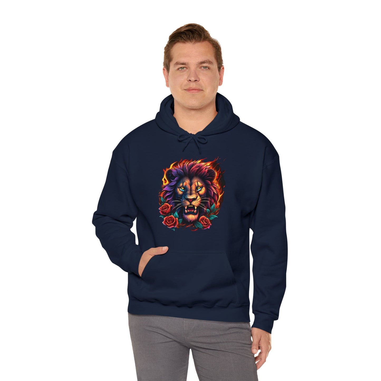 Eye of Lion Flames and Roses Hooded Sweatshirt Flashlander