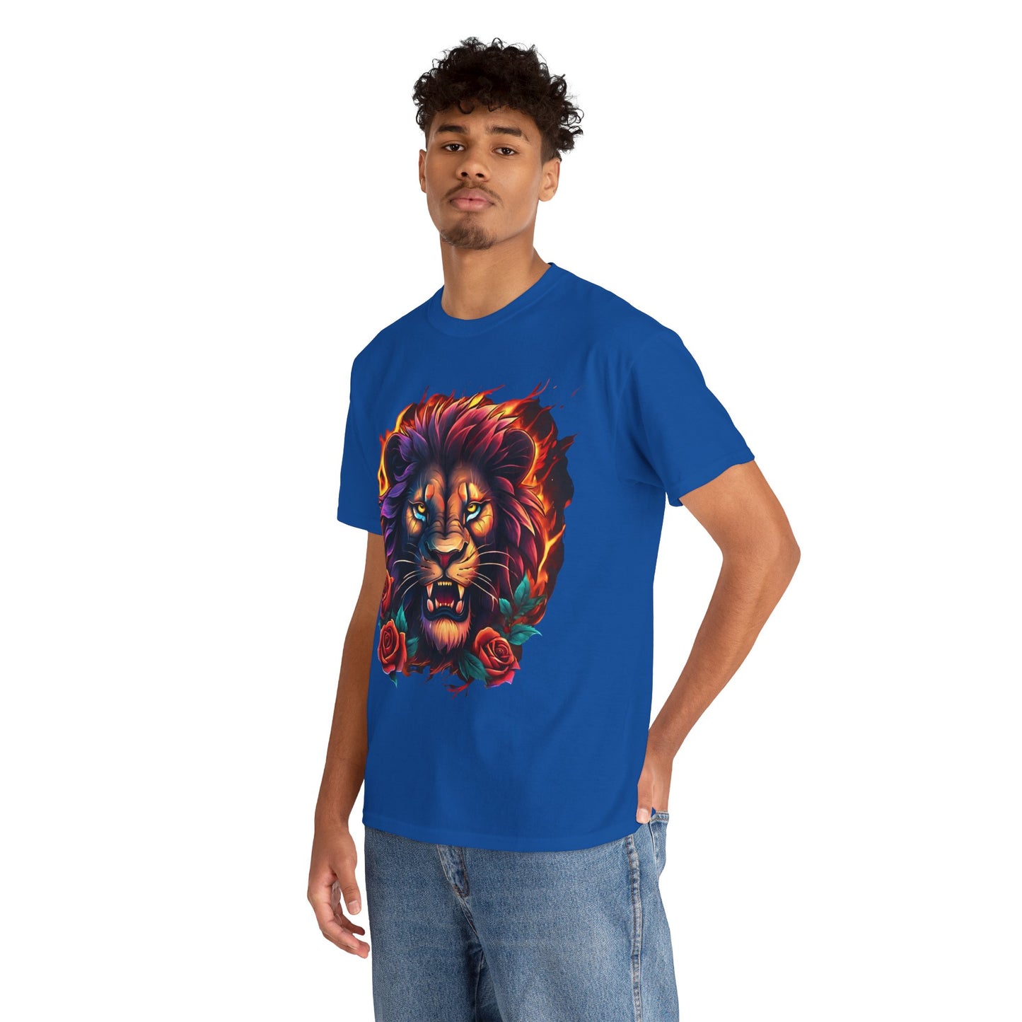 Lion Flames and Roses T-Shirt Flashlander