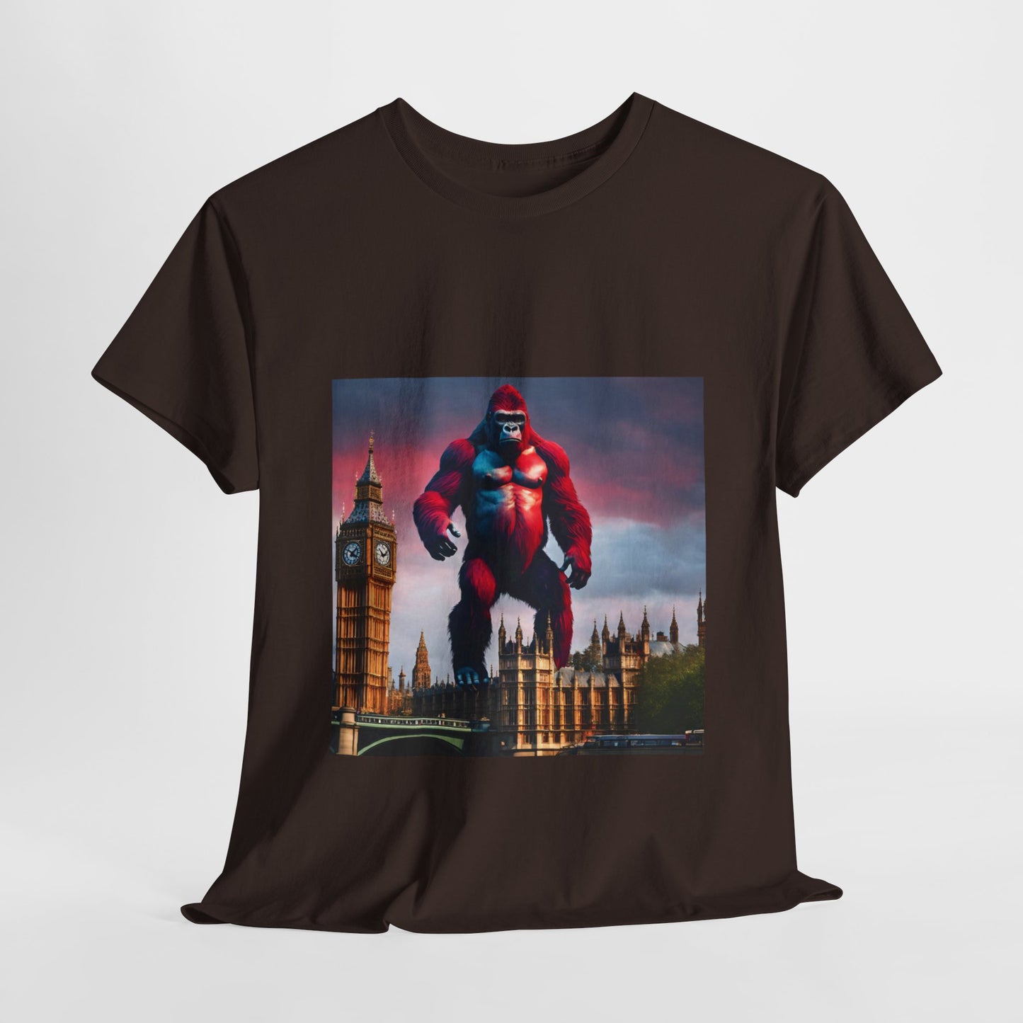 The Red Giant Gorilla Kong in the Big Ben of London Gaphic Tee Flashlander