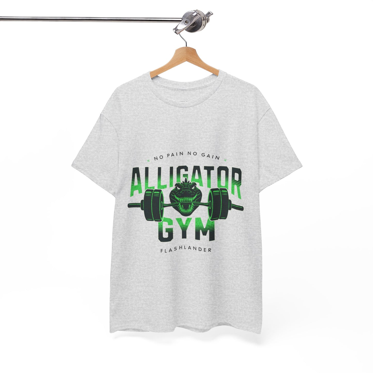 Aligator Gym Shirt Flashlander Cotton Unisex Charcoal Black Graphic Tee