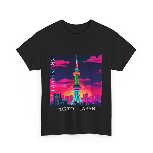 Rising Sun Tokyo Skytree, camisa japonesa, camisa de Tokio, horizonte de Tokio, camiseta estética japonesa, regalo de Japón, camisa unisex, camisa de hombre, camisa de mujer, camiseta unisex Flashlander