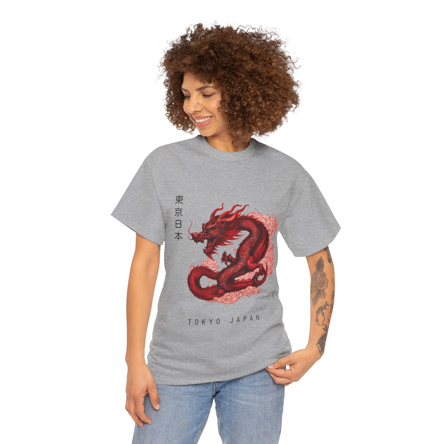 Red Dragon with Custom Japanese Name - Flashlander Gym Shirt