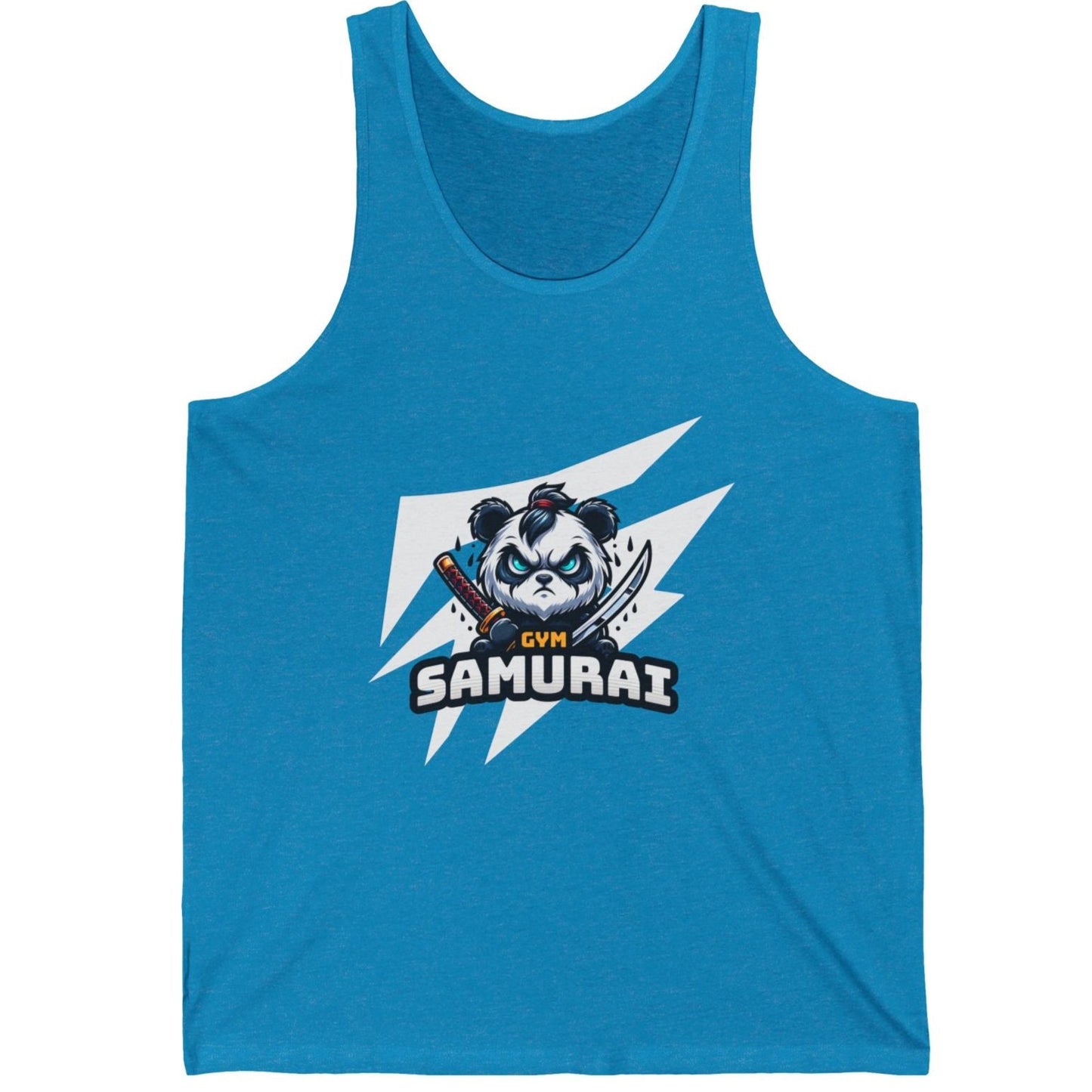 Gym Panda Samurai Jersey Tank Flashlander Cotton Unisex Charcoal Black