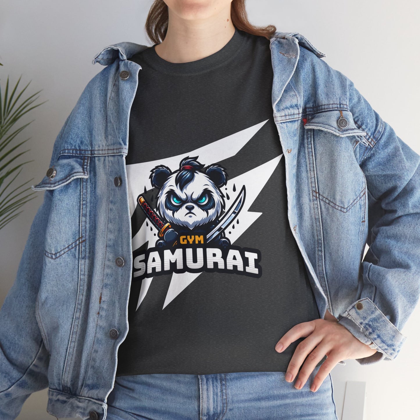 Panda Gym Samurai Shirt Flashlander Performance T-Shirt Cotton Unisex Charcoal Black Graphic Tee