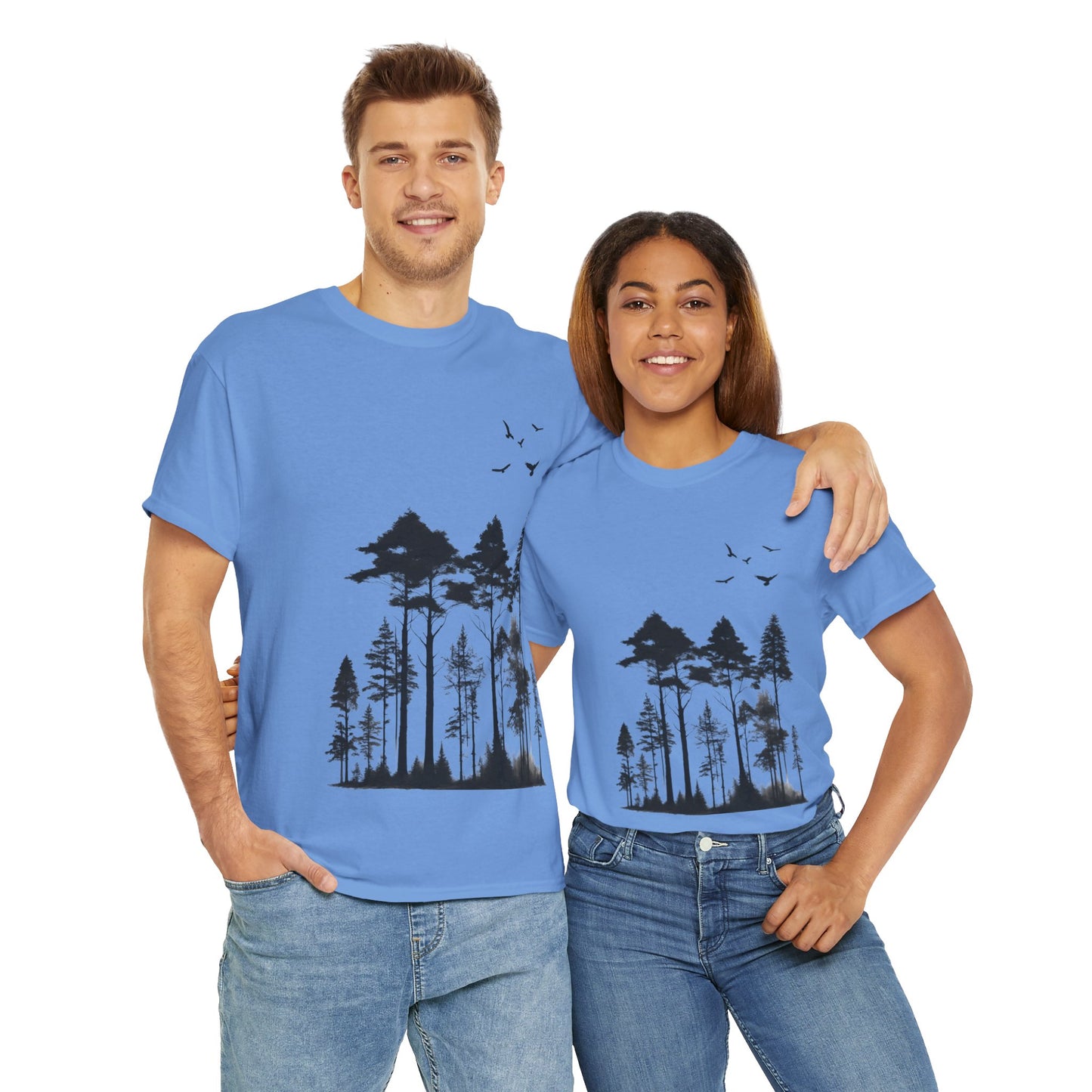 Camisa del bosque de pinos Camiseta unisex de algodón pesado Flashlander