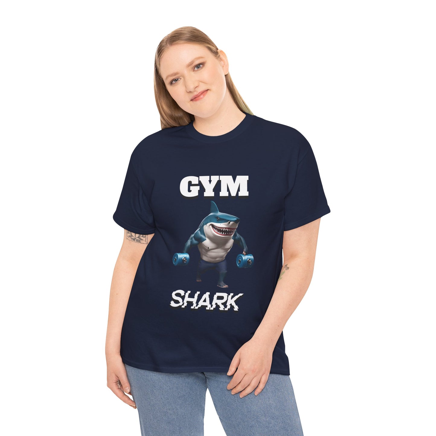 Gym Shark Performance Shirt Flashlander Cotton Unisex Charcoal Black Graphic Tee