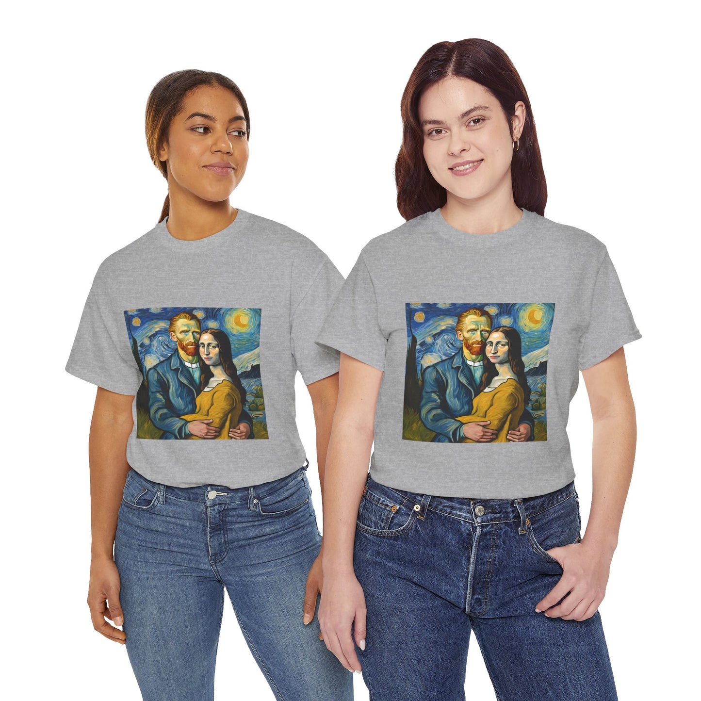 Funny Mona Lisa with Vincent Van Gogh Starry Night - Flashlander Gym Shirt