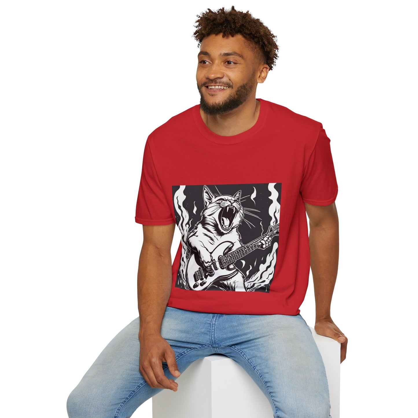 Cat Playing Guitar Flashlander Gym Shirt