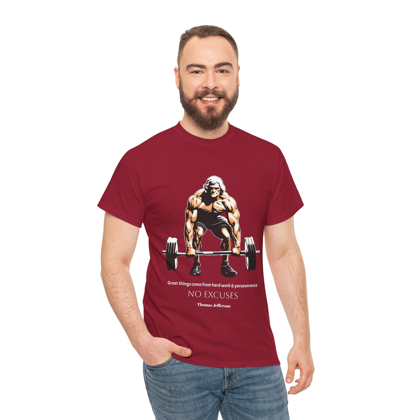 Thomas Jefferson Bodybuilder Shirt - Flashlander Great Things Come From Hard Work And Perseverance, No excuses Graphic Tee