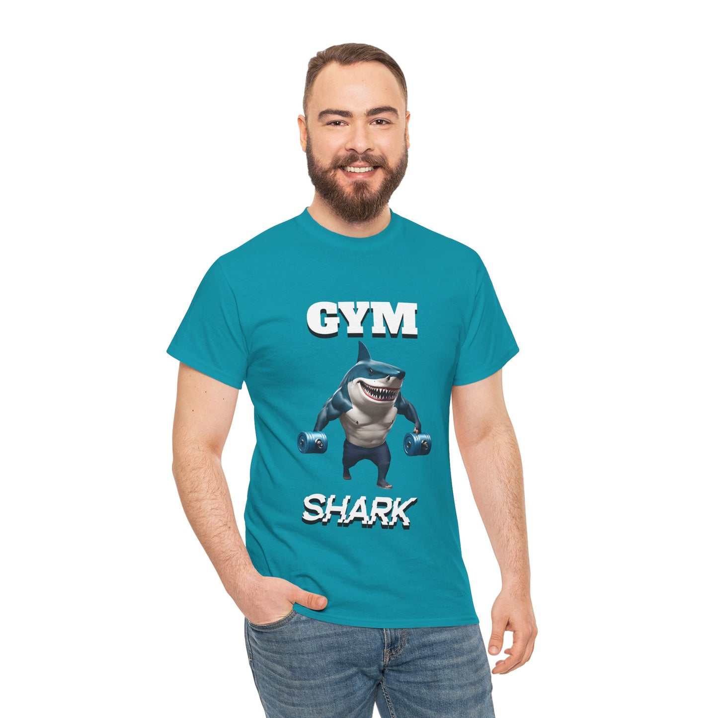 Gym Shark Performance Shirt Flashlander Cotton Unisex Charcoal Black Graphic Tee