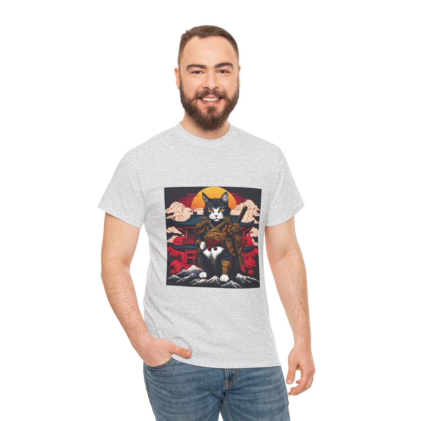 Samurai Cat Cartoon Anime - Flashlander Gym Shirt