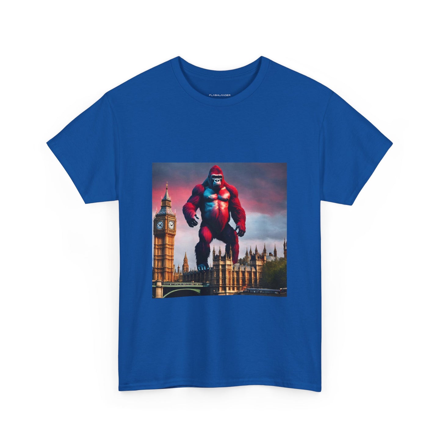 The Red Giant Gorilla Kong in the Big Ben of London Gaphic Tee Flashlander