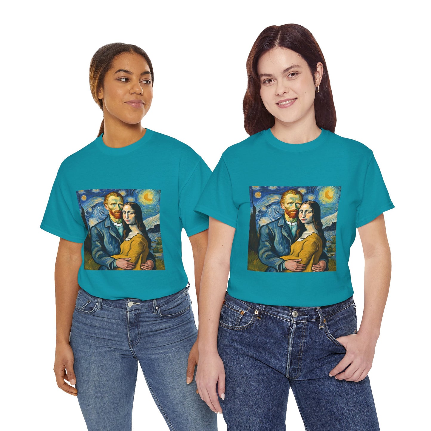 Funny Mona Lisa with Vincent Van Gogh Starry Night - Flashlander Gym Shirt