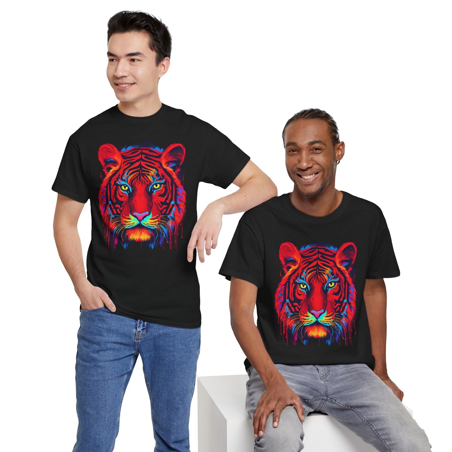 Majestuosa camiseta de Flashlander con diseño pop art de tigre rojo