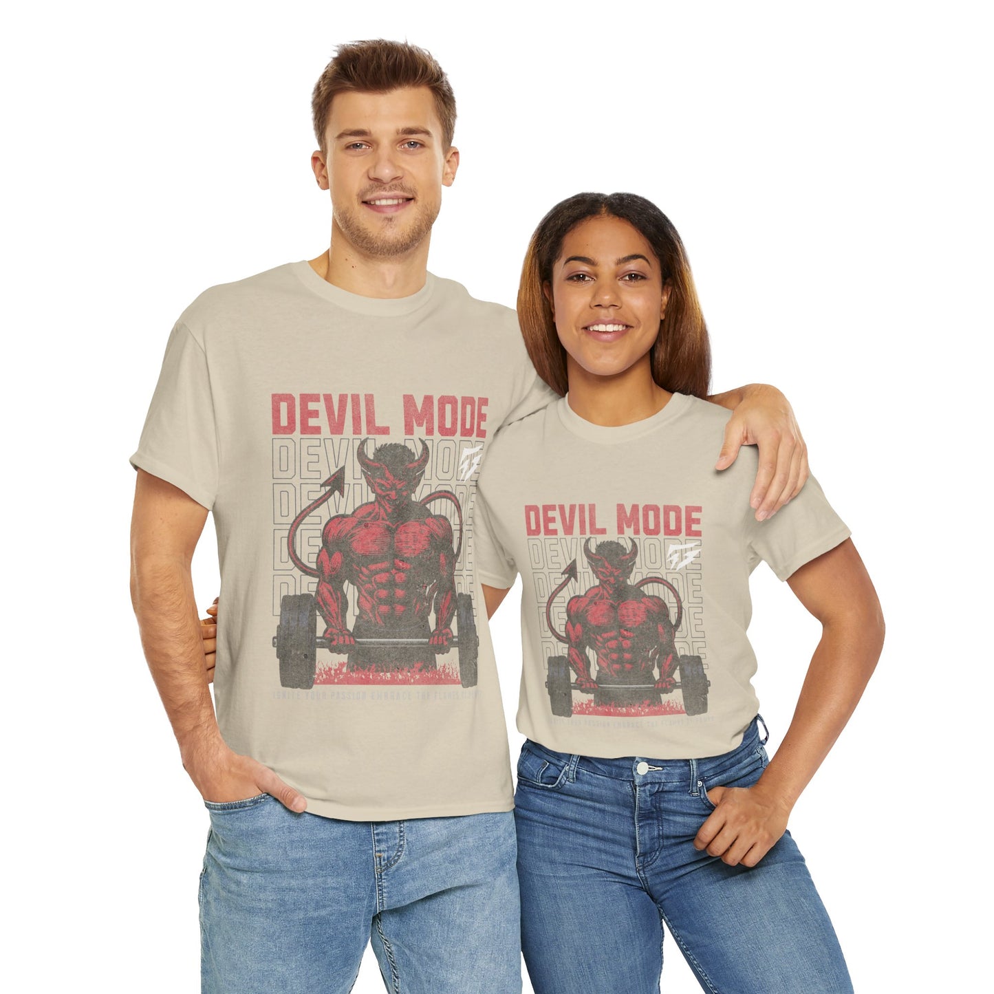 Devil Mode Gym Shirt Flashlander Cotton Unisex Charcoal Black Performance Graphic Tee