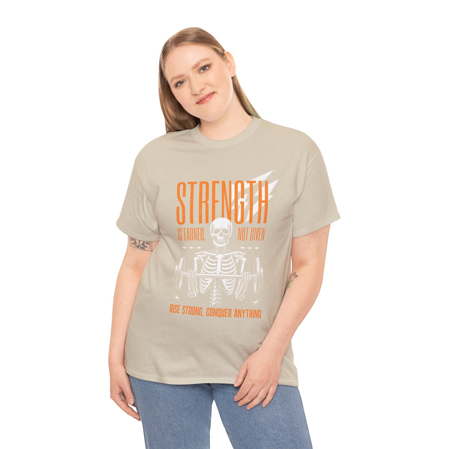 Skeleton Lifter Bodybuilder Shirt Flashlander Strength Is Earned Not Given Gym T-Shirt Cotton Unisex Graphic Tee