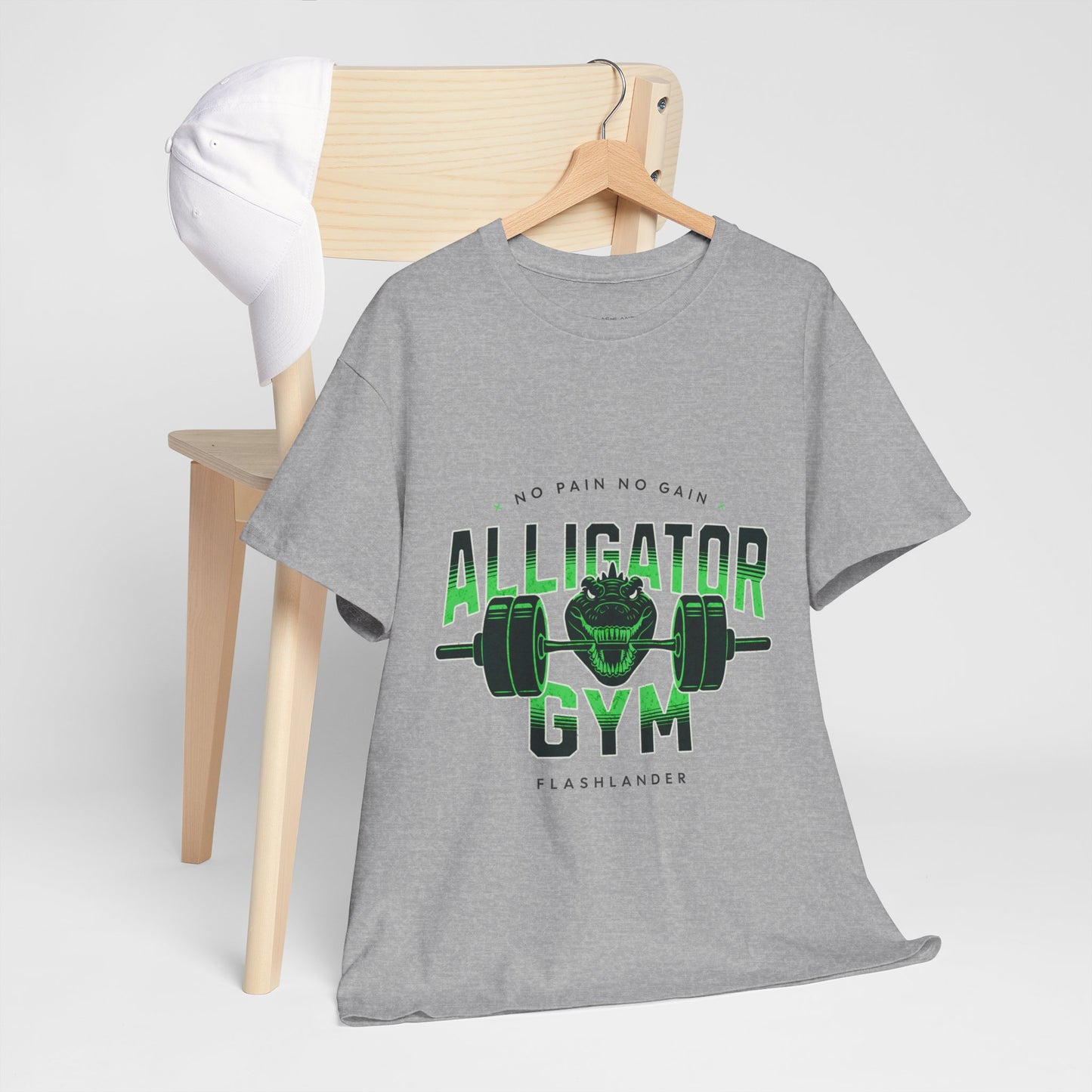 Aligator Gym Shirt Flashlander Cotton Unisex Charcoal Black Graphic Tee