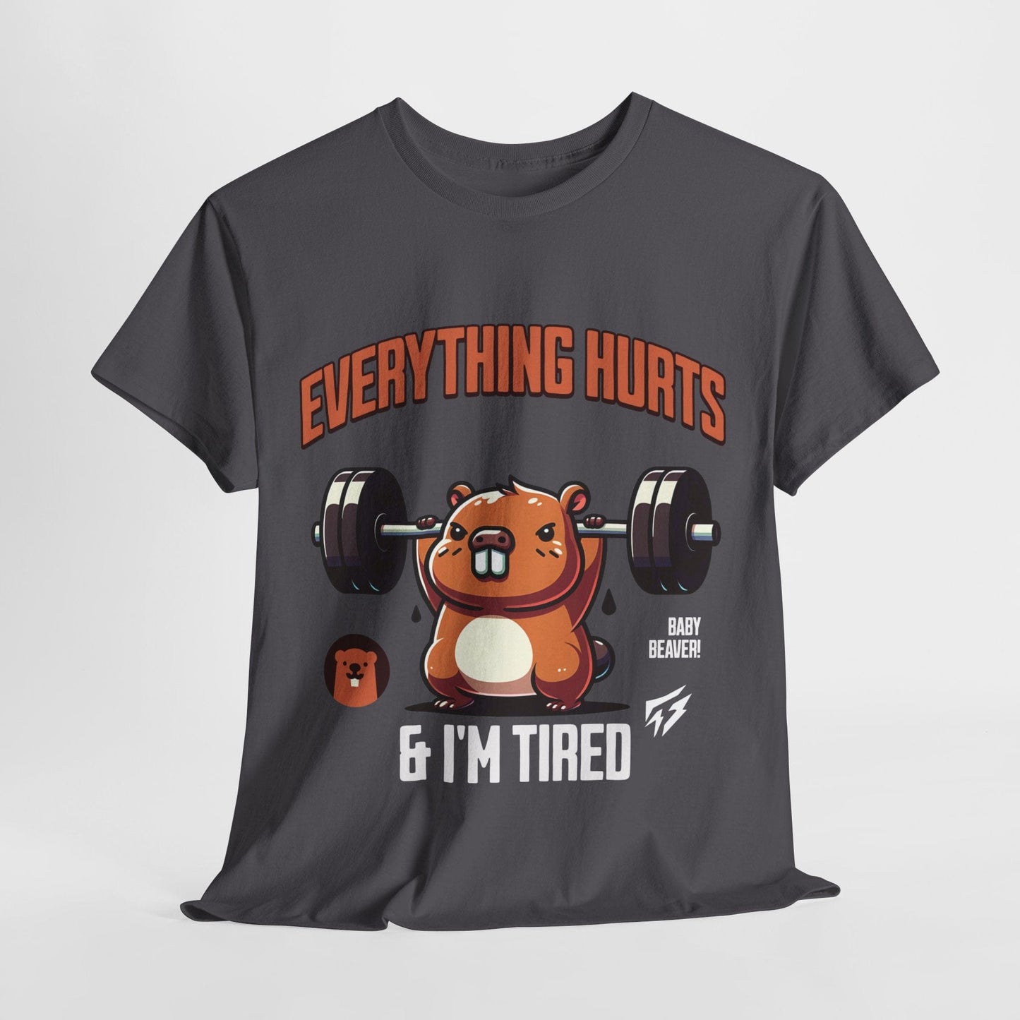 T-shirt de sport Beaver Everything Hurts &amp; I'm Tired T-shirt de sport Flashlander en coton unisexe noir anthracite T-shirt graphique de performance