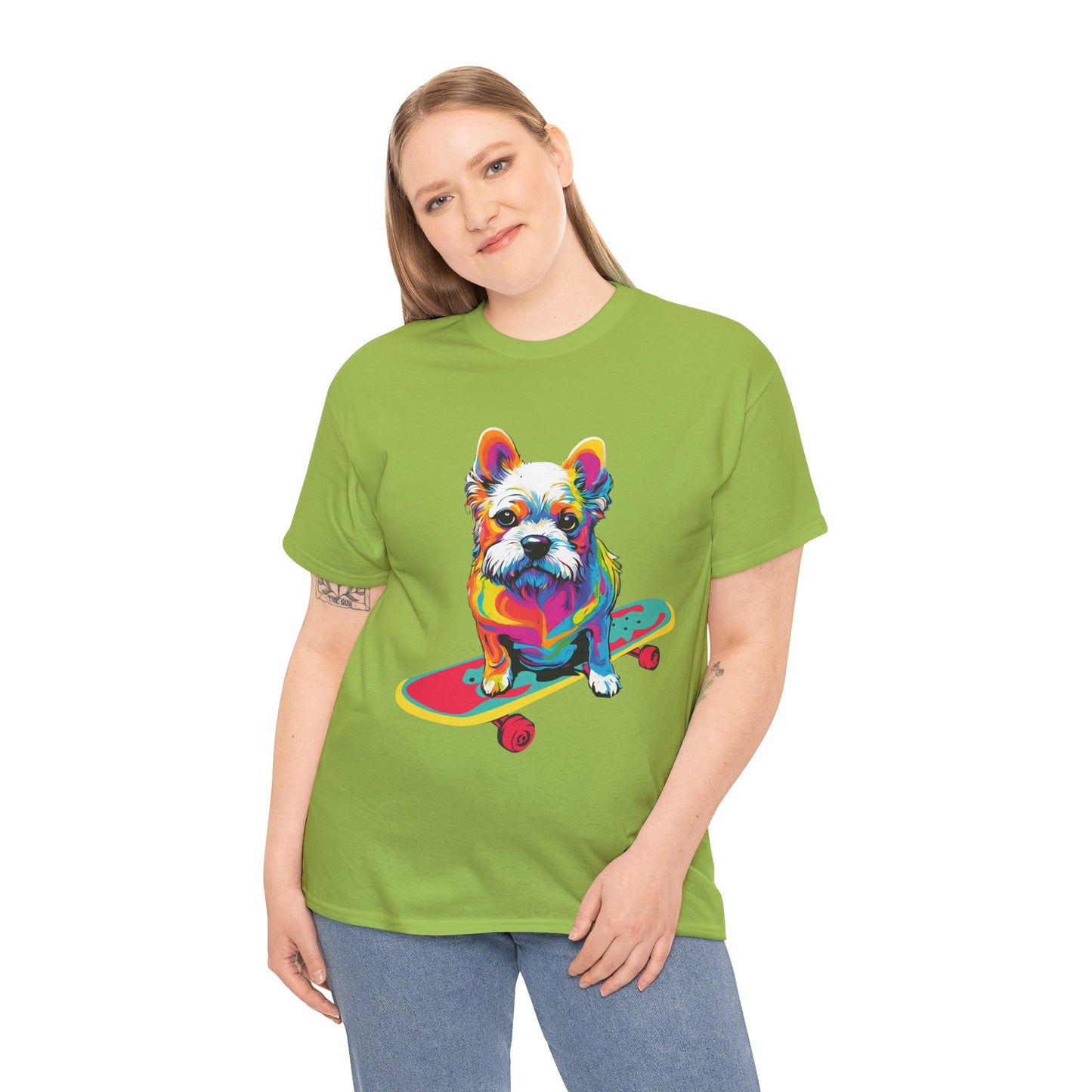 T-shirt de sport Flashlander avec chien skateboardant Pop Art