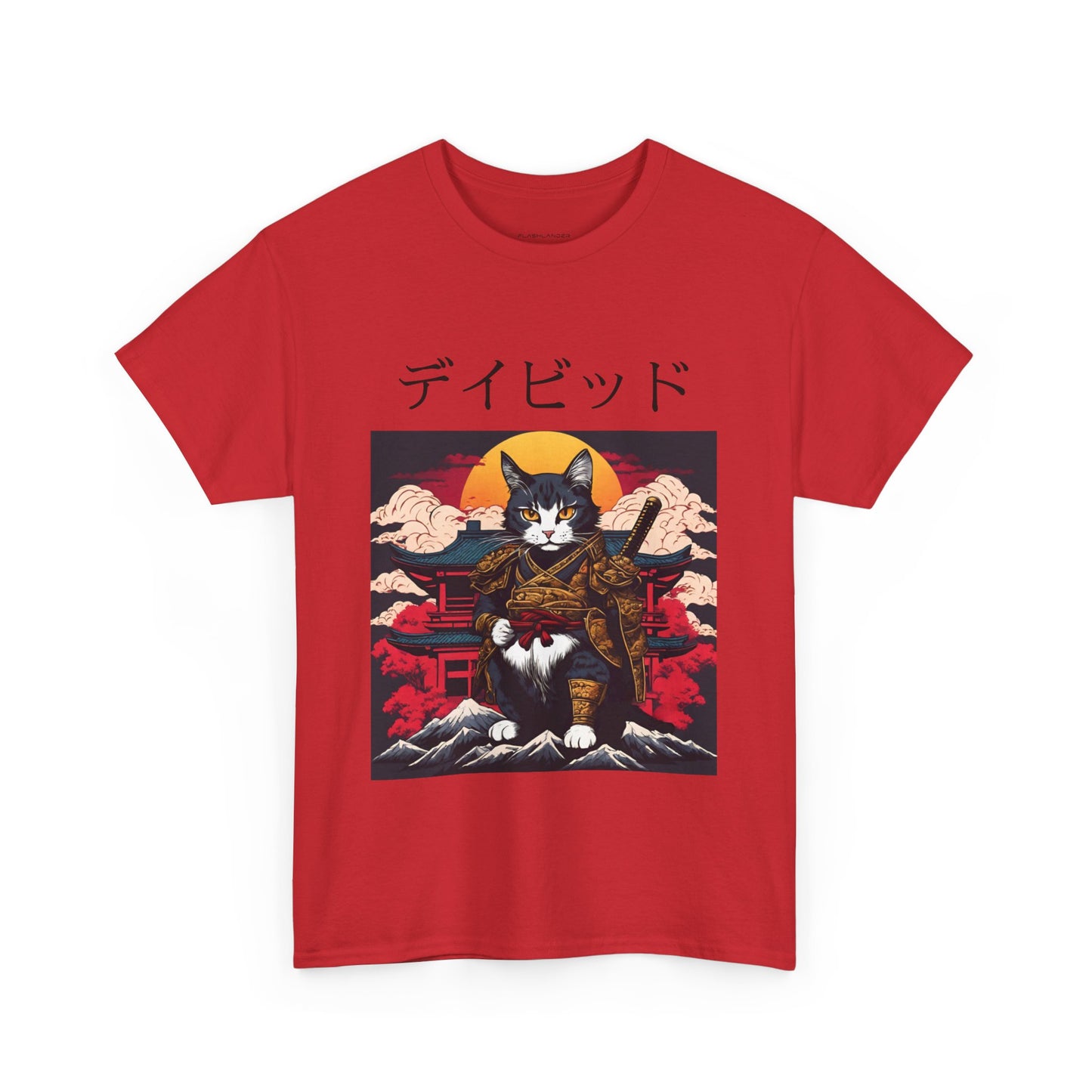 T-shirt japonais personnalisé avec votre nom T-shirt japonais personnalisé T-shirt d'anime de chat samouraï Votre texte Hiragana Katakana Kanji Femmes Hommes T-shirt