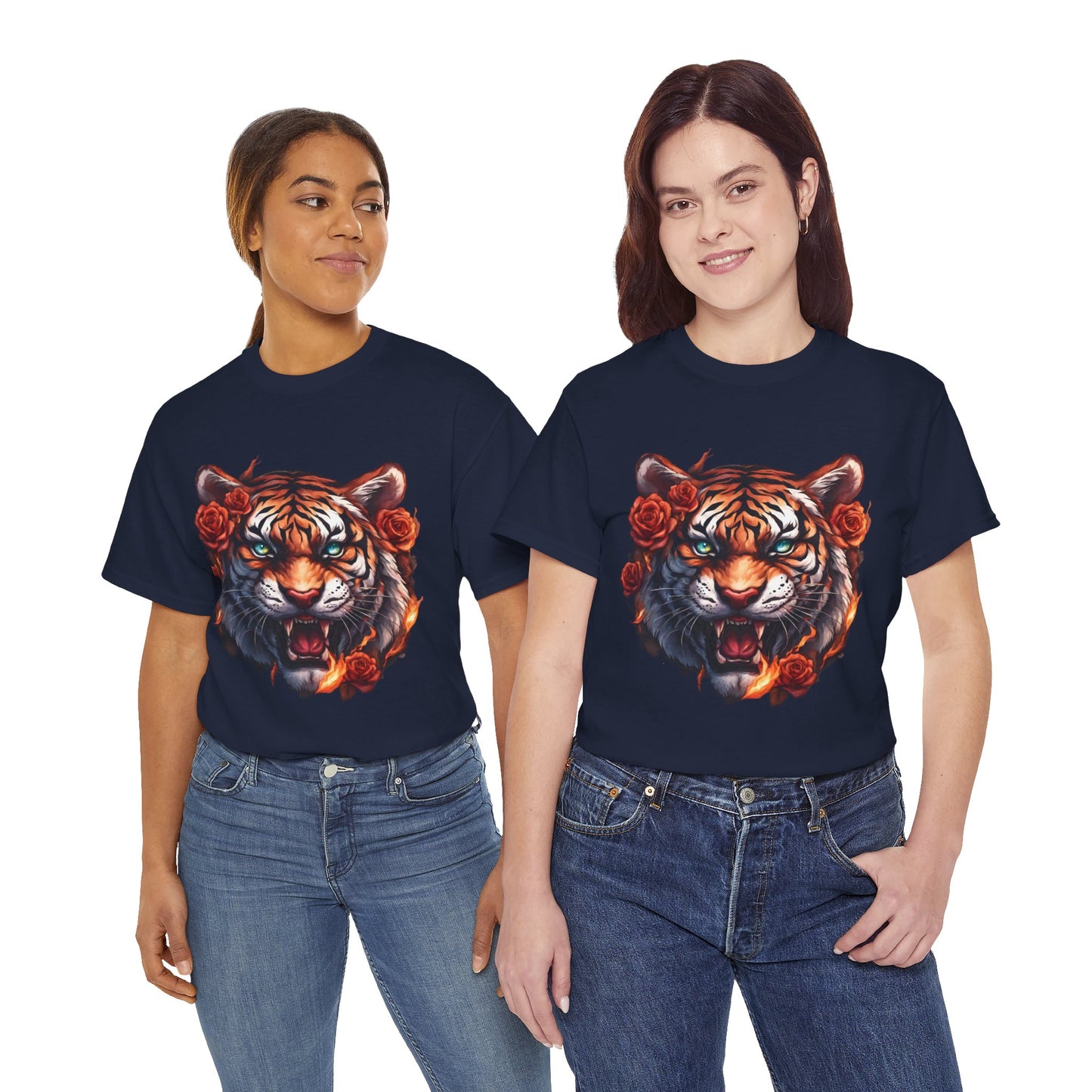 Tiger Flames and Roses T-Shirt Flashlander