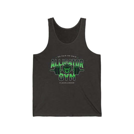 Aligator Jersey Gym Tank Flashlander Cotton Unisex Charcoal Black