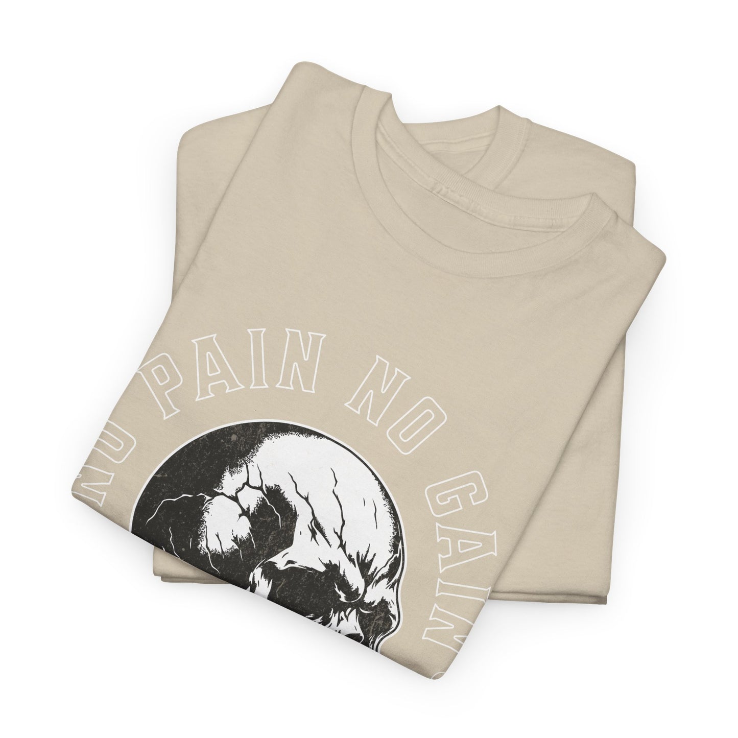 Skull Gym Shirt Flashlander No Pain No Gain Performance T-Shirt Cotton Unisex Charcoal Black Graphic Tee