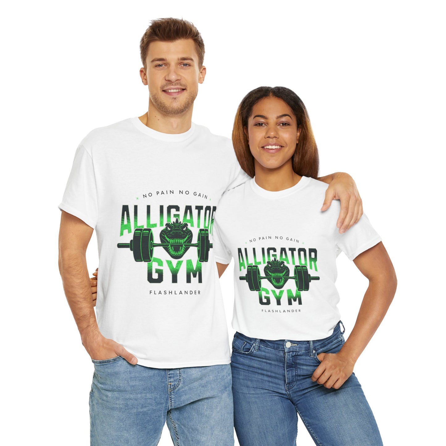 Aligator Gym Shirt Flashlander Cotton Unisex Charcoal Black Graphic Tee