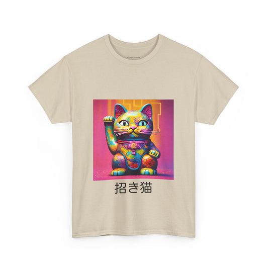 Camiseta japonesa del gato de la suerte Maneki-neko para mujer, camiseta para hombre, camiseta para mujer, Camiseta de Manga Kawaii Neko de Anime Unisex, Camiseta de algodón pesado Flashlander