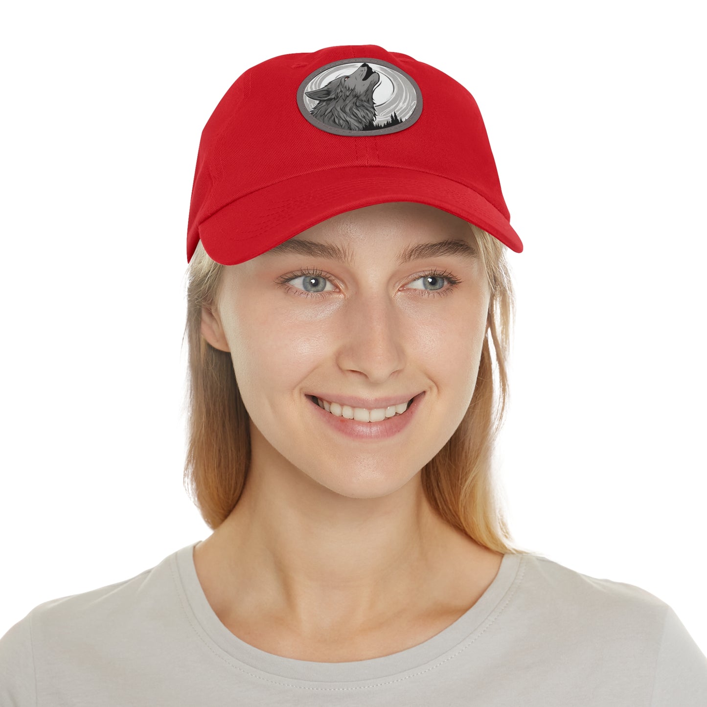 Wolf Howl with Full Moon Hat Wolf Hat Sportswear Cap Dad Hat with Patch (Round) Baseball Cap Wolf Cap Custom Hat Flashlander