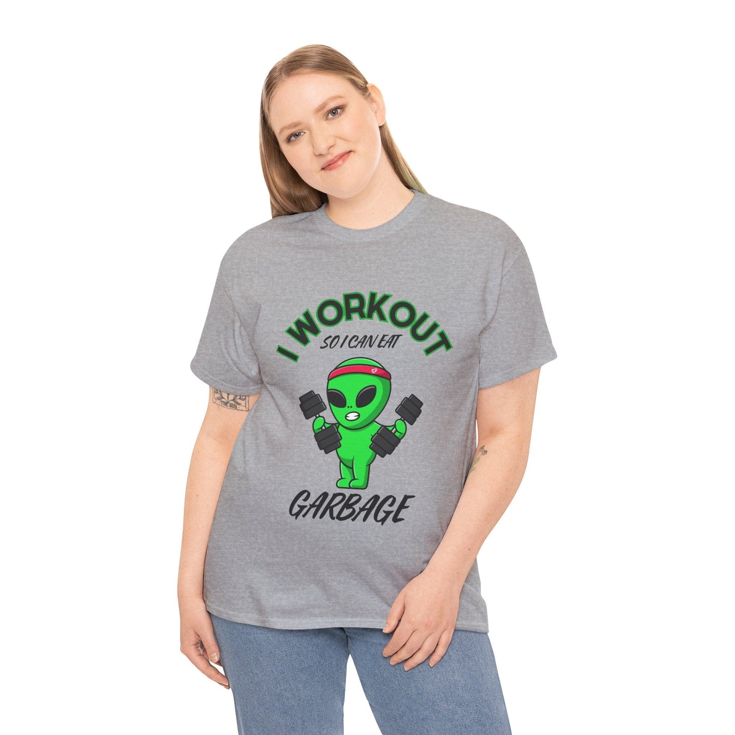 Alien I Workout So I Can Eat Garbage Graphic Tee Flashlander