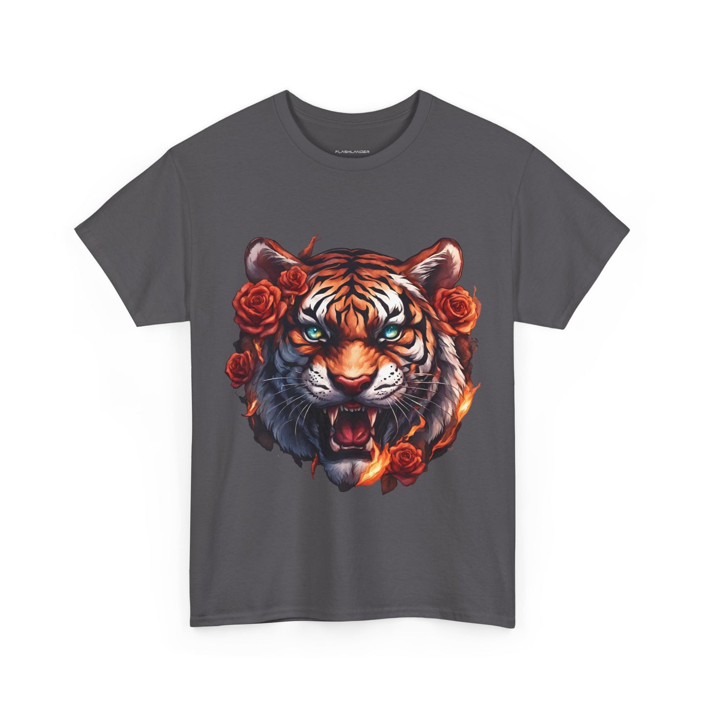 Tiger Flames and Roses T-Shirt Flashlander