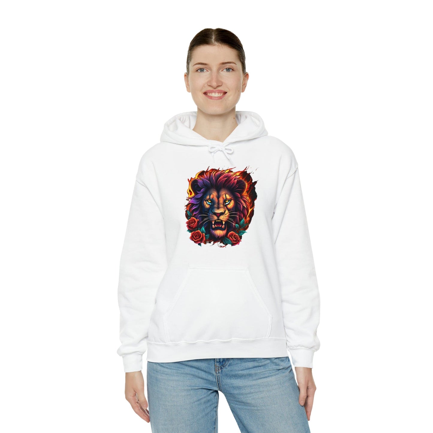 Eye of Lion Flames and Roses Hooded Sweatshirt Flashlander